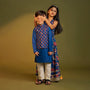 Ethnic Kurta With Pocket-Detail Jacket And Pyjama twinning model image 2