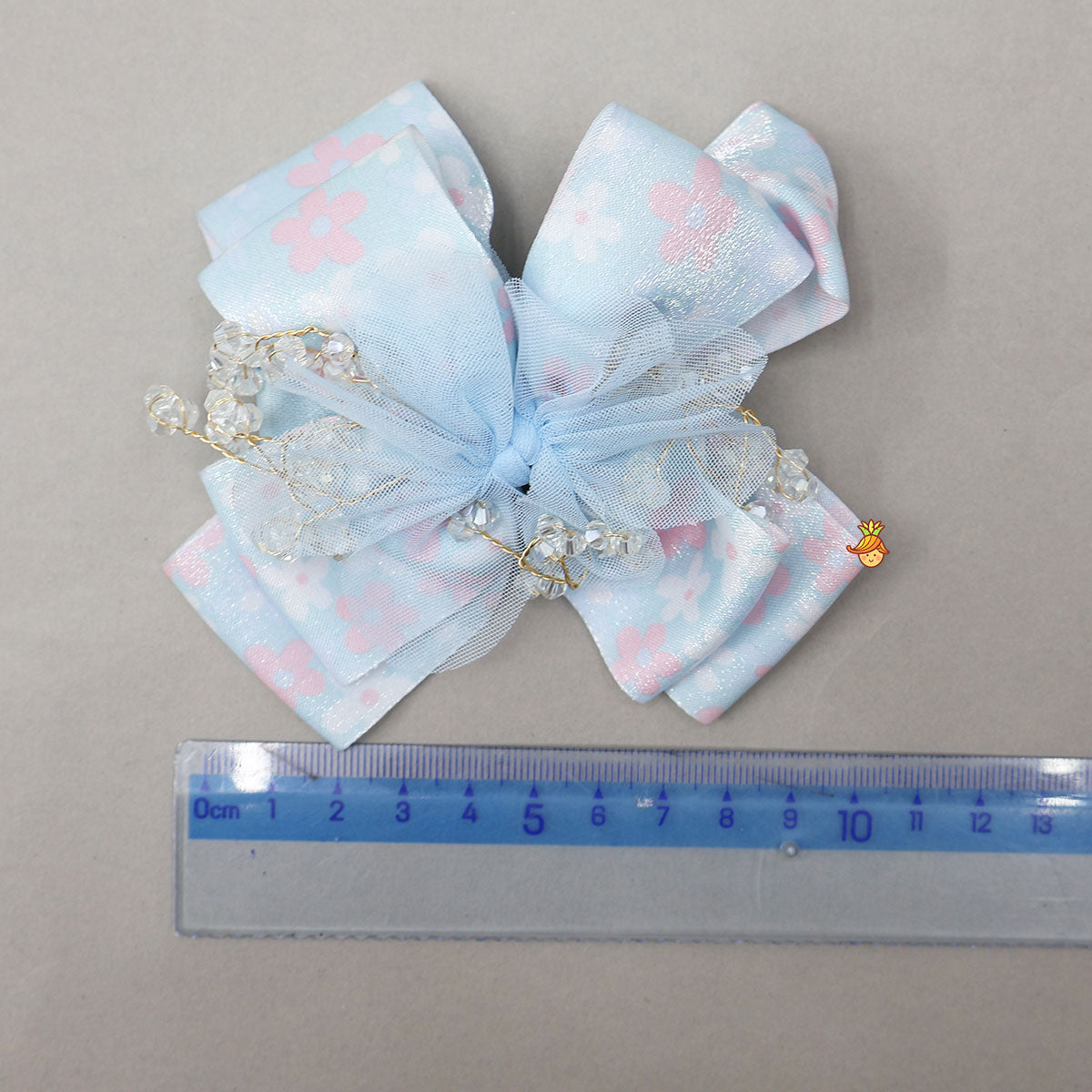Floral Printed Hair Clip With Crystal Bead Detailing