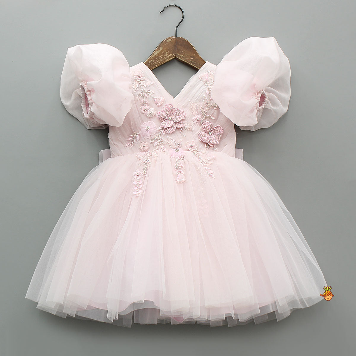 3D Flower Applique Net Dress