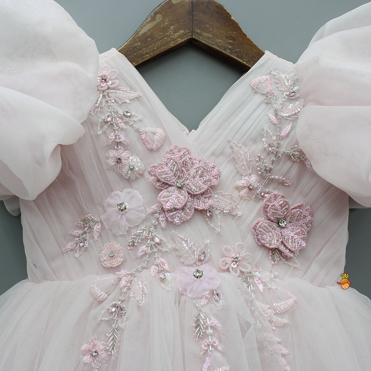 3D Flower Applique Net Dress