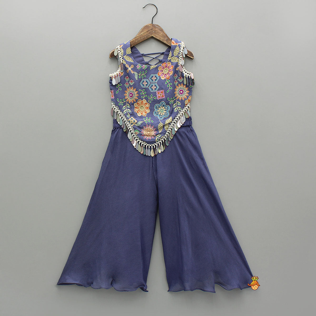 Mirror Work Stylish Top And Palazzo