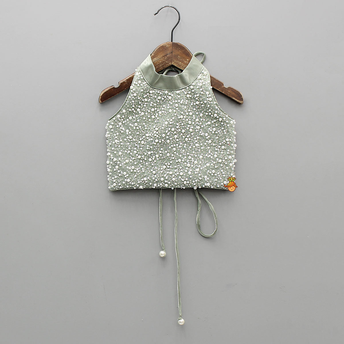 Gorgeous Open-Back Top And Crushed Lehenga with Wrist Cuff