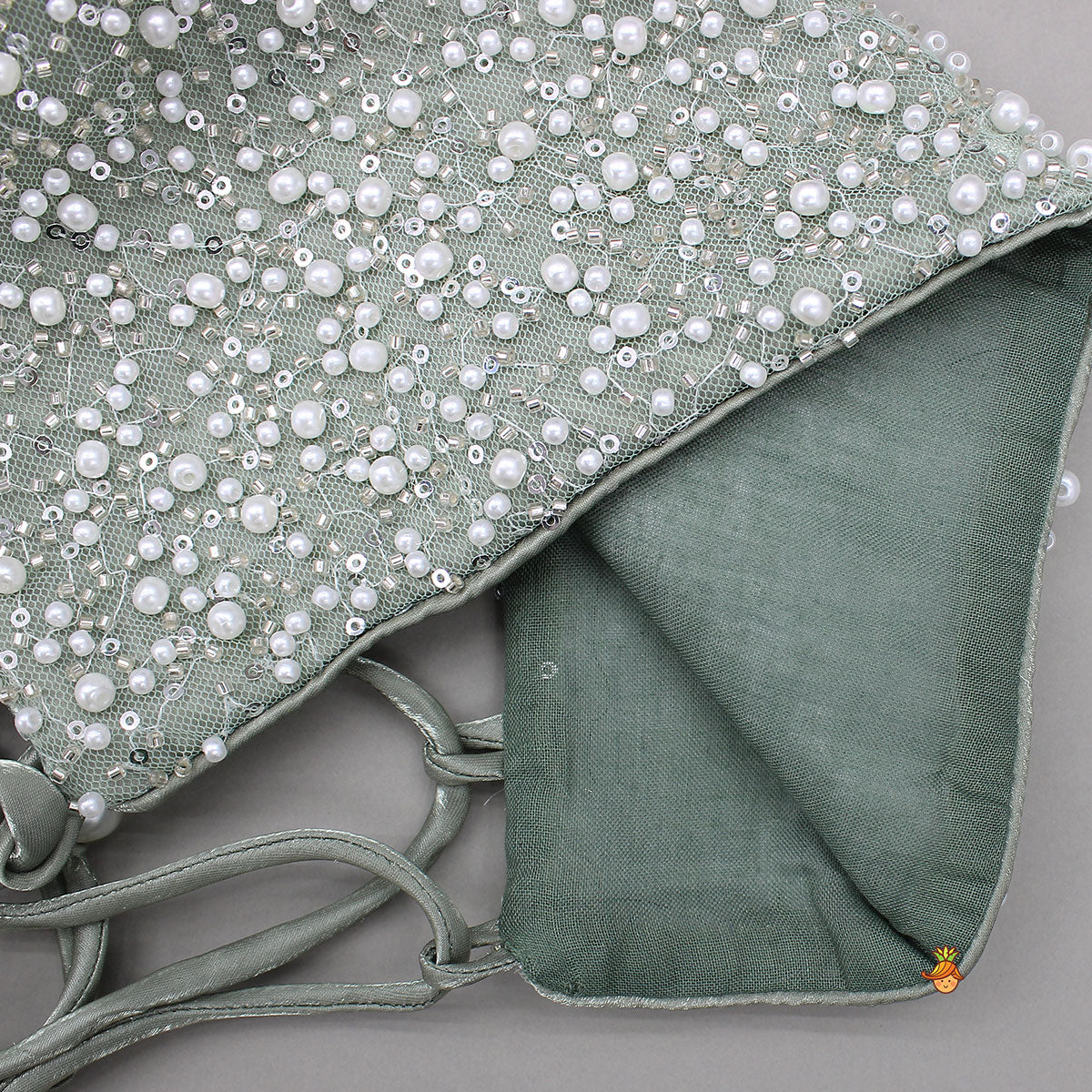 Gorgeous Open-Back Top And Crushed Lehenga with Wrist Cuff