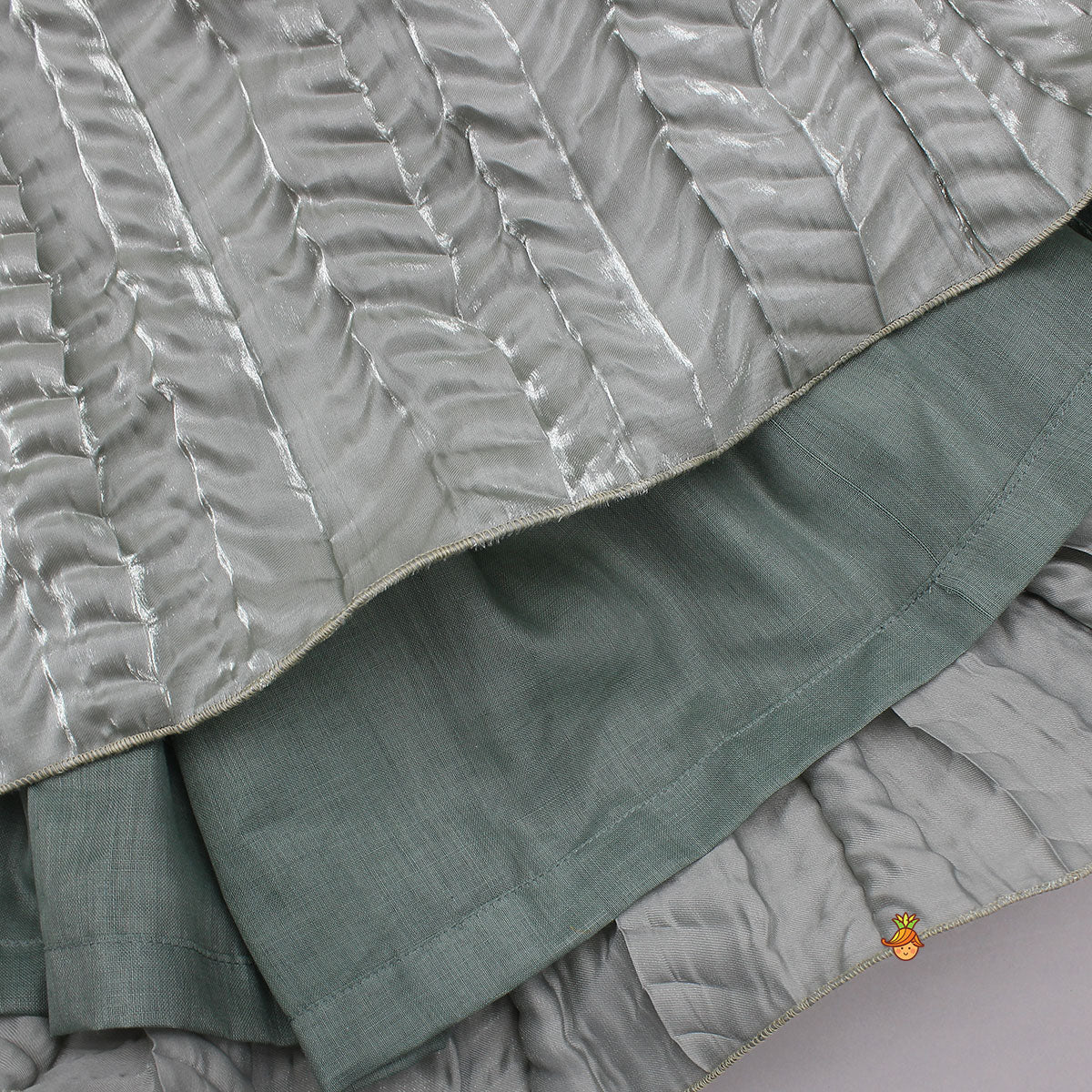 Gorgeous Open-Back Top And Crushed Lehenga with Wrist Cuff