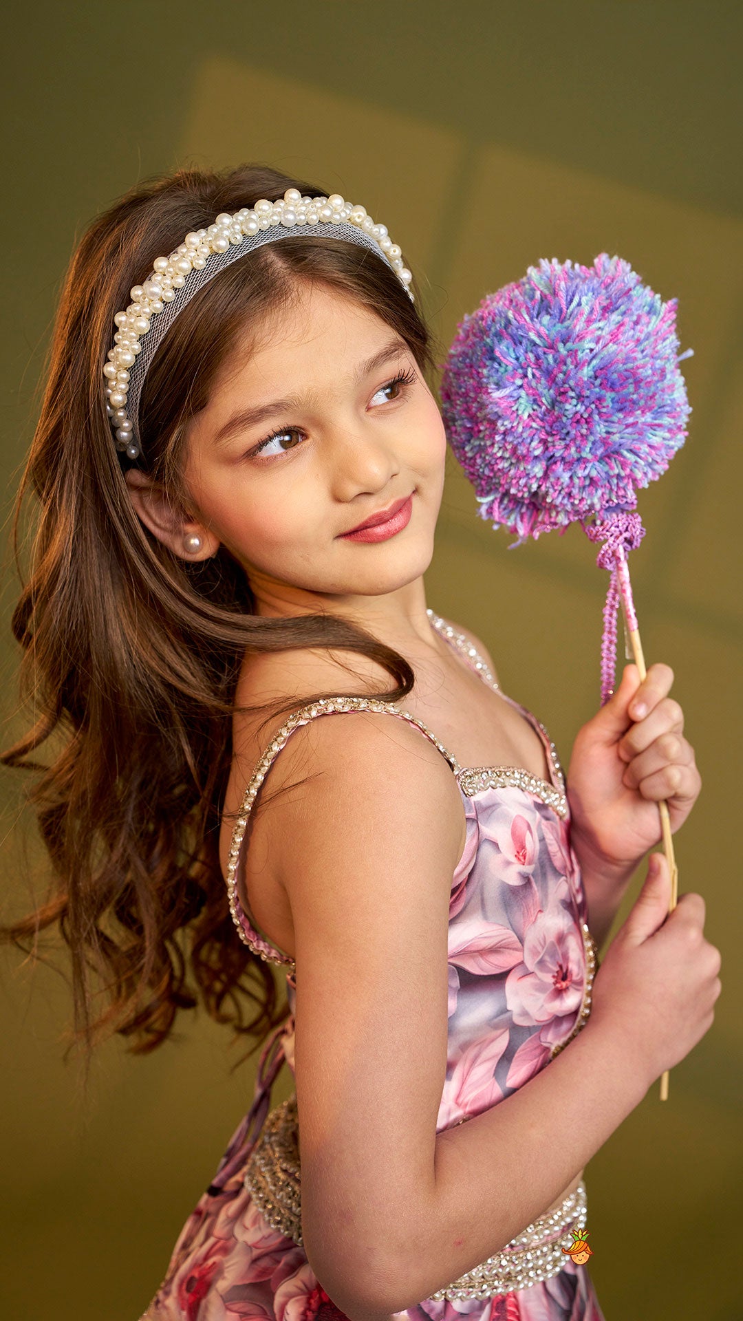 Printed Strappy Top And Graceful Layered Lehenga