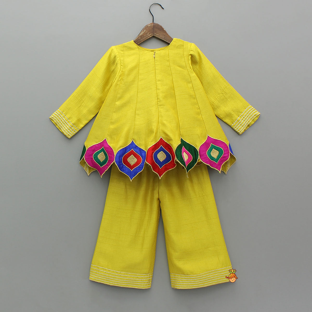 Contrast Hem Flared Top And Palazzo With Matching Dupatta