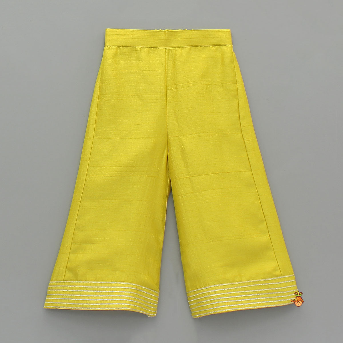 Contrast Hem Flared Top And Palazzo With Matching Dupatta