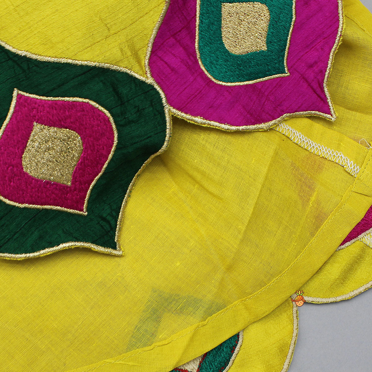 Contrast Hem Flared Top And Palazzo With Matching Dupatta