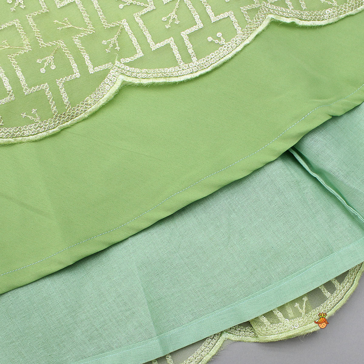 Organza Top And Lehenga With Bow Hair Clip