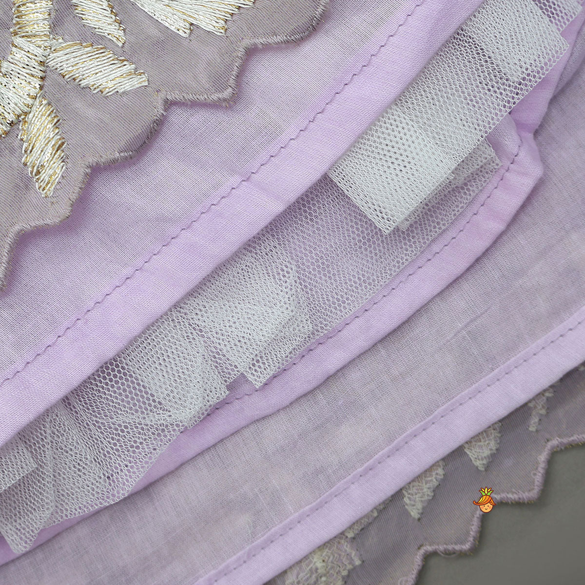 Embroidered Stylish Hem Shimmery Top And Pleated Lehenga With Net Dupatta