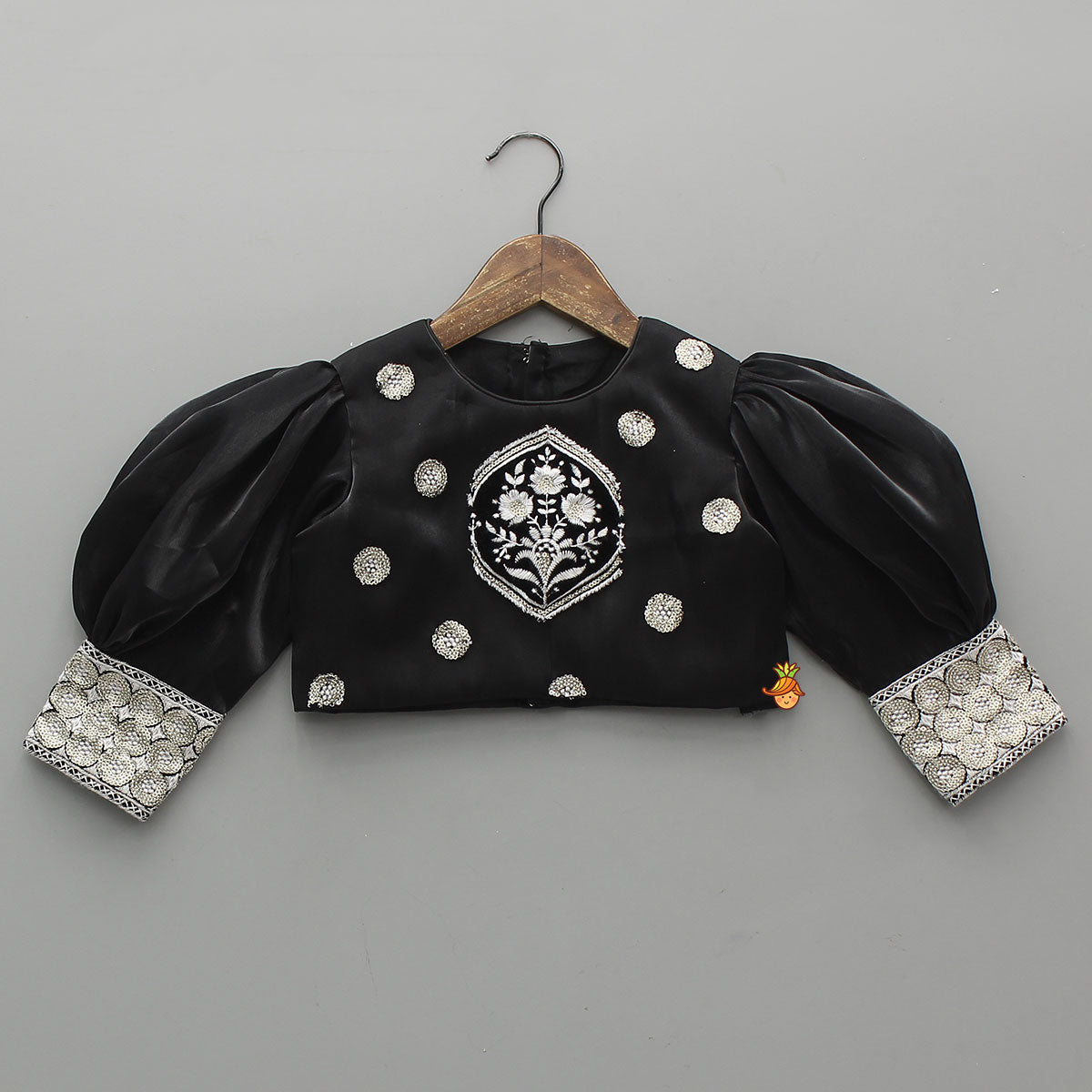 Puff Sleeves Top And Heavy Thread Embroidered Velvet Lehenga