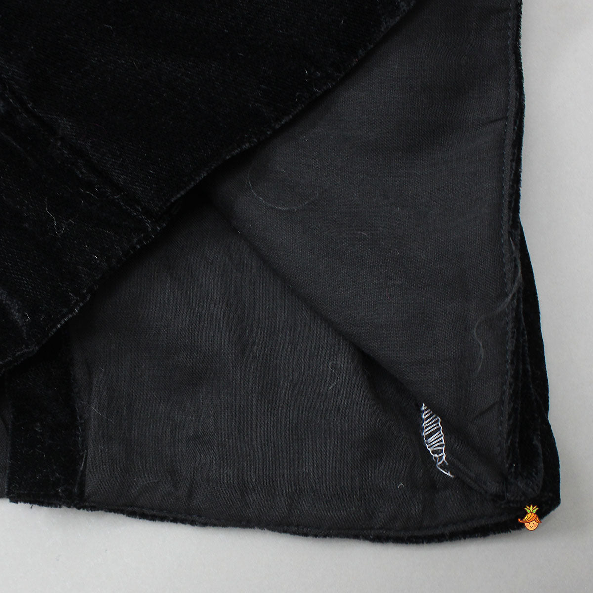 Elegant Velvet Inner Top With Halter Neck Fur Top And Gorgeous Dual-Tone Panelled Lehenga