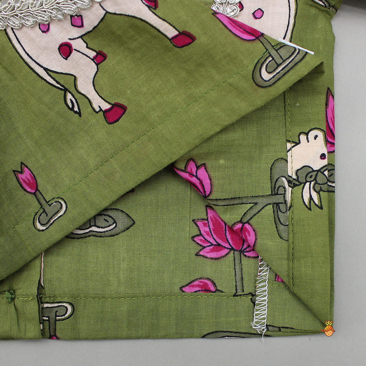 Round Neck Printed Top With Matching Lehenga And Dupatta