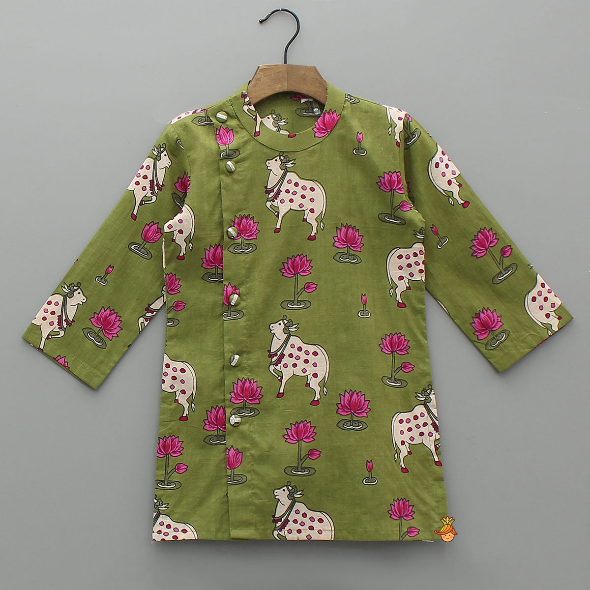 Front Open Printed Kurta With Pyjama