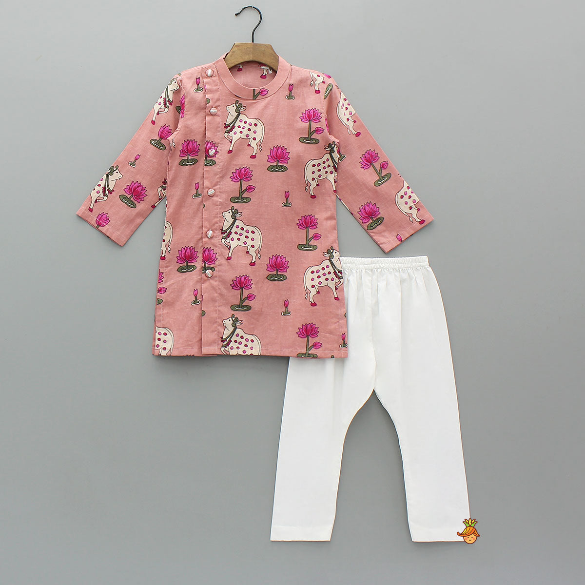 Lotus Printed Ethnic Kurta With Pyjama