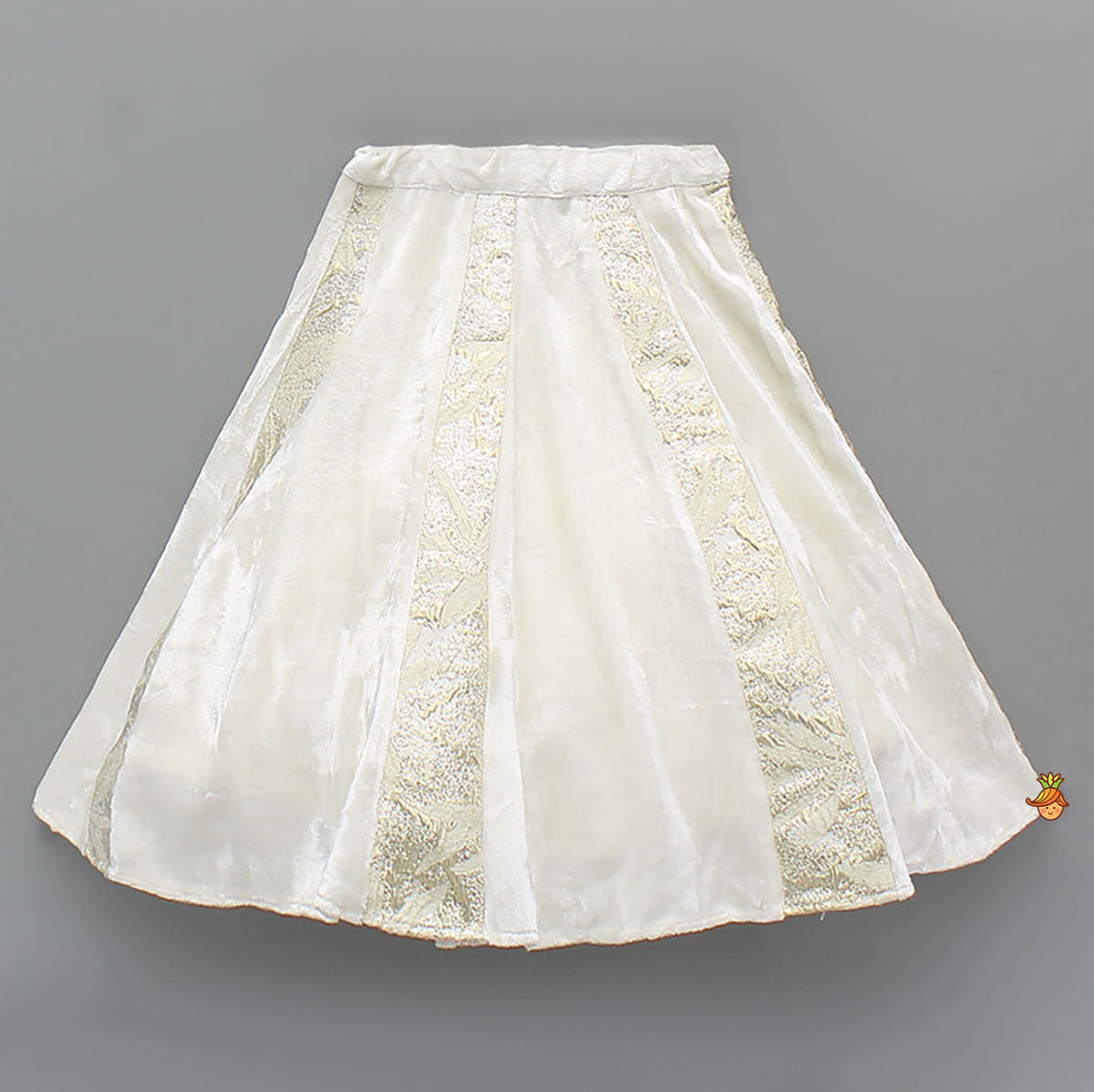 Velvet Inner Top With Halter Neck Fur Top  And Gorgeous Dual-Tone Panelled Lehenga