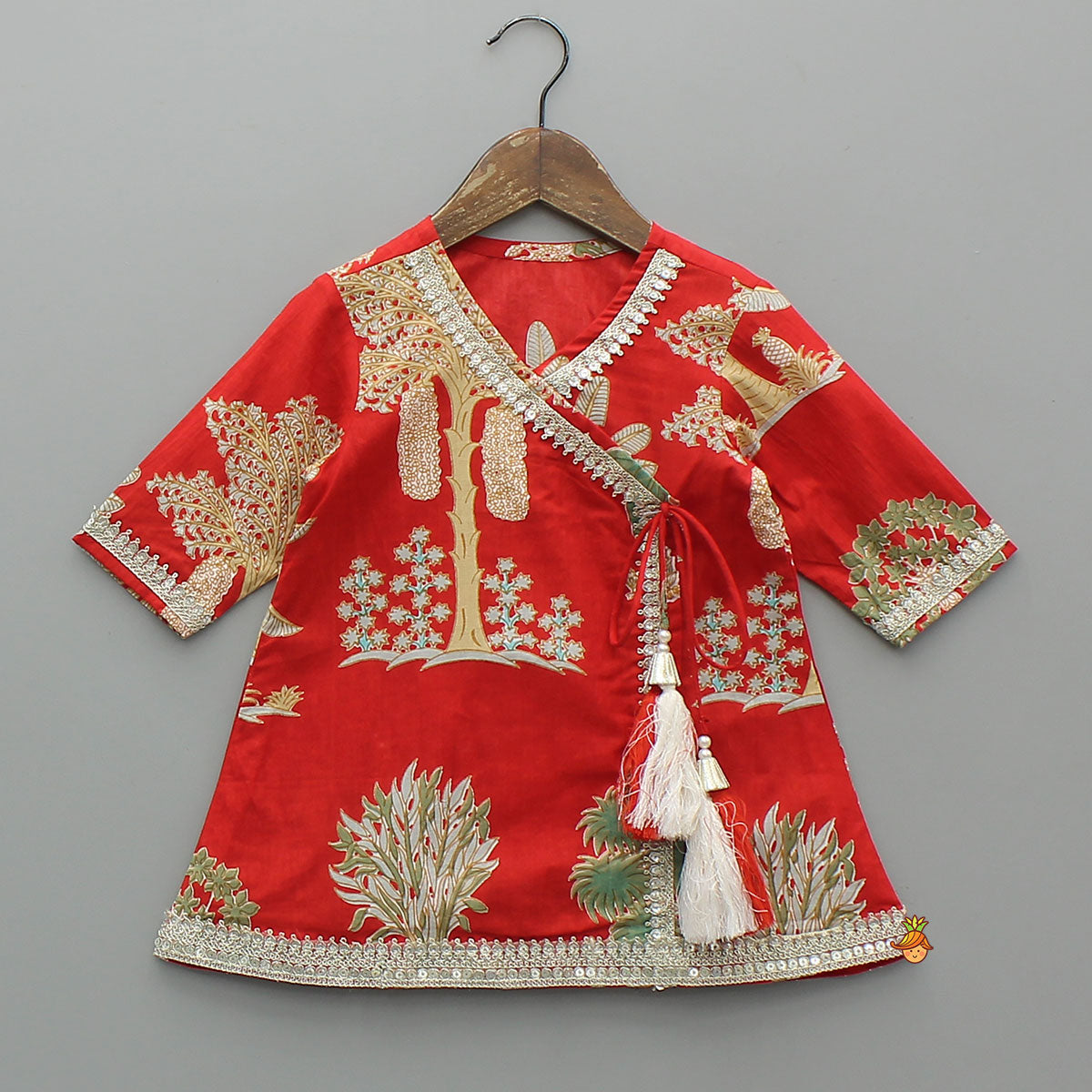 Trees Printed Graceful Kurti And Sharara With Net Dupatta