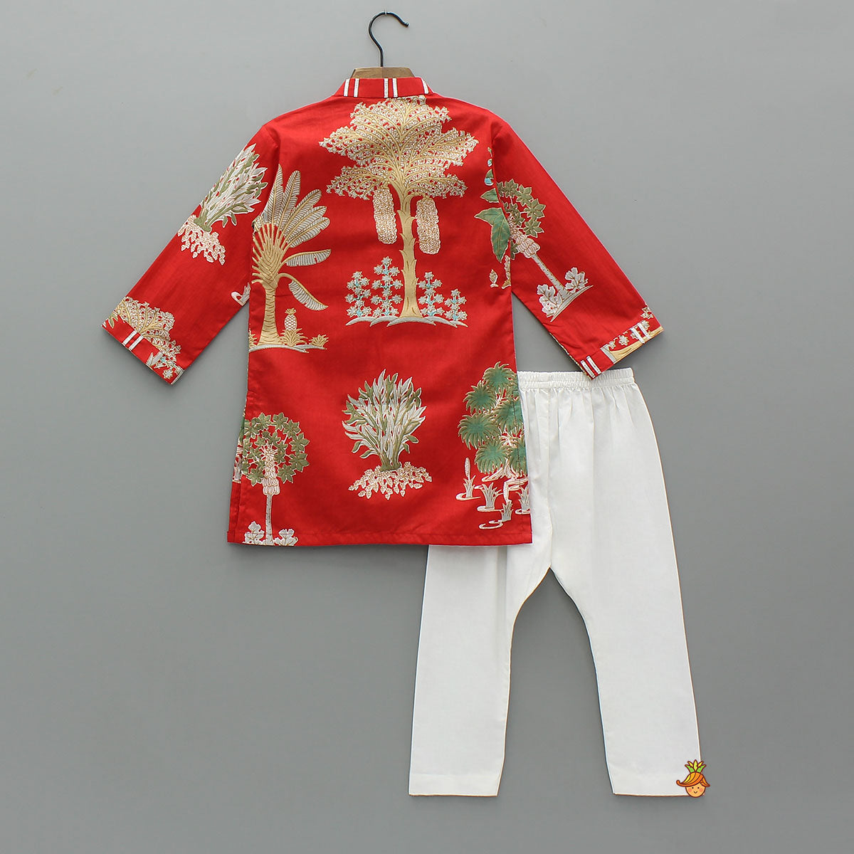 Front Open Printed Ethnic Kurta With Pyjama