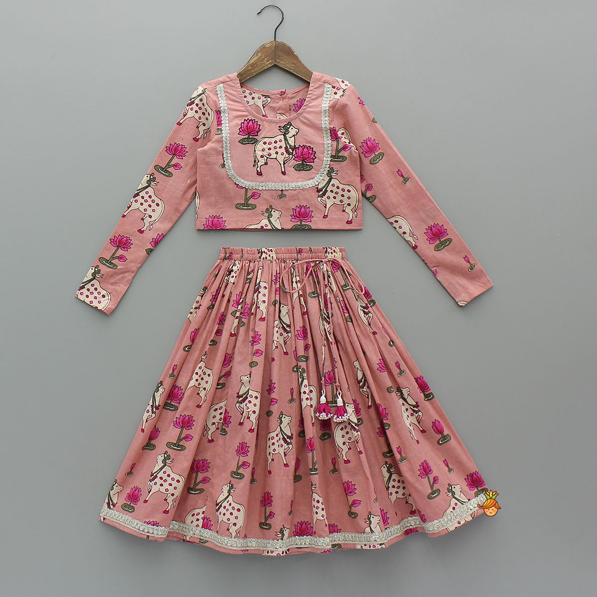 Lotus Printed Elegant Top With Matching Lehenga And Dupatta