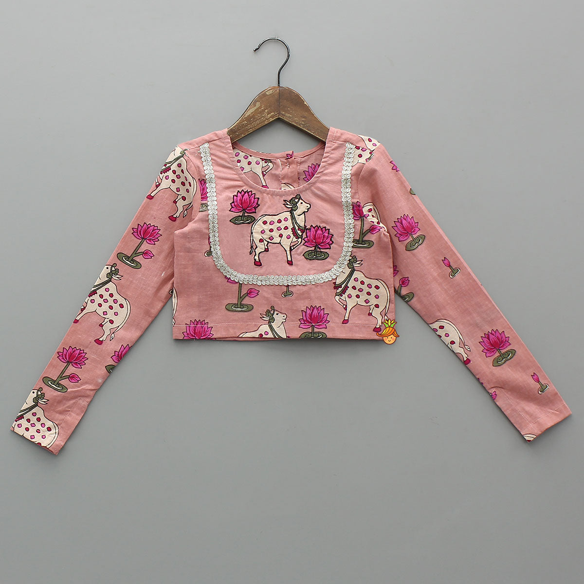 Lotus Printed Elegant Top With Matching Lehenga And Dupatta