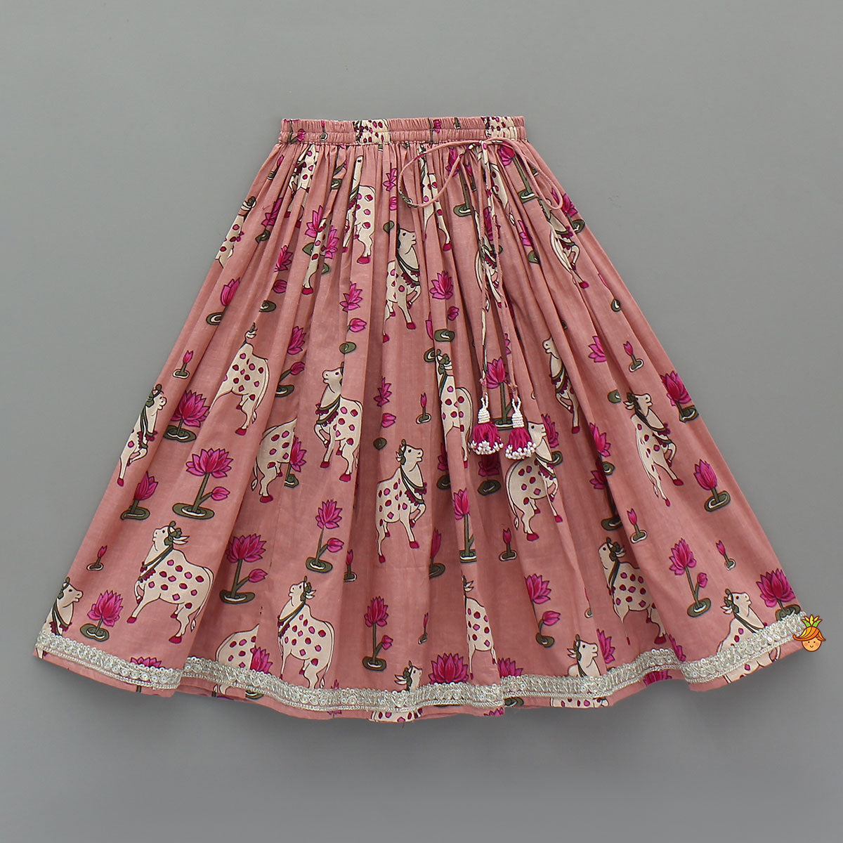 Lotus Printed Elegant Top With Matching Lehenga And Dupatta