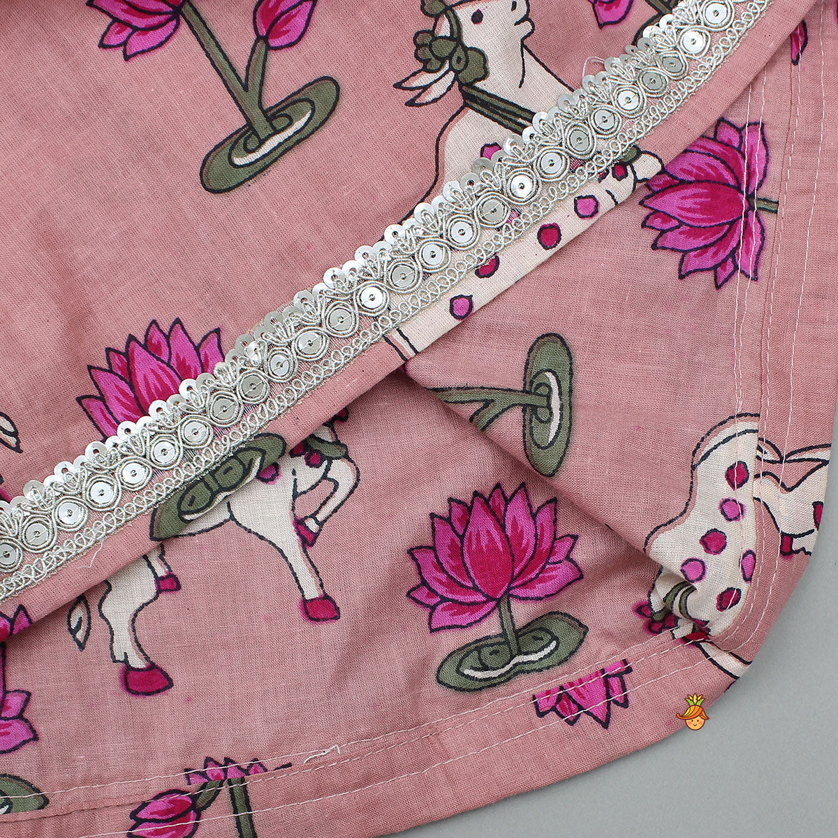 Lotus Printed Elegant Top With Matching Lehenga And Dupatta