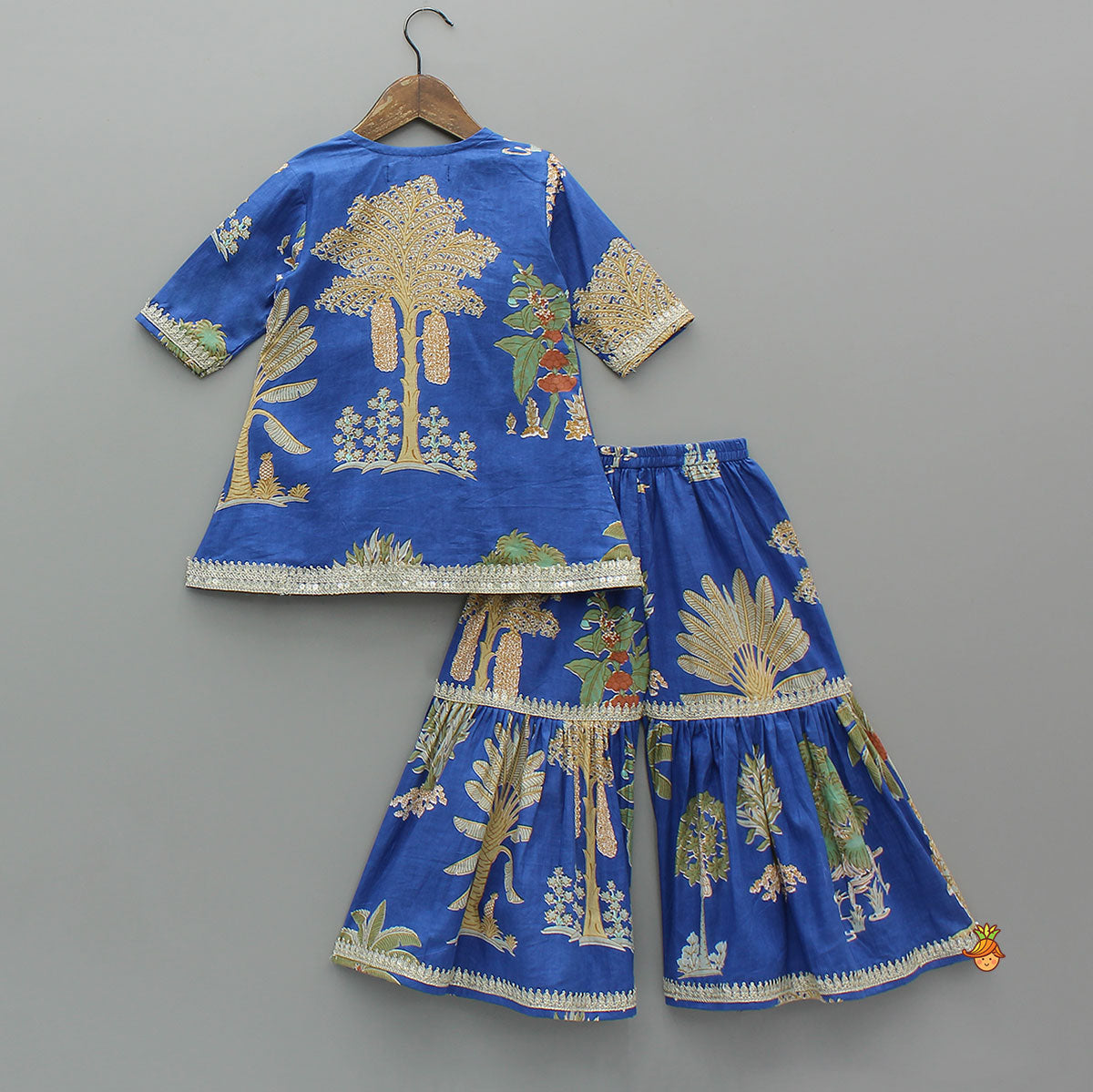 Printed Graceful Kurti And Sharara With Net Dupatta