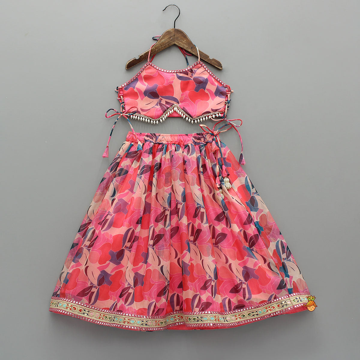 Criss-Cross Side Knot Detail Top With Lehenga