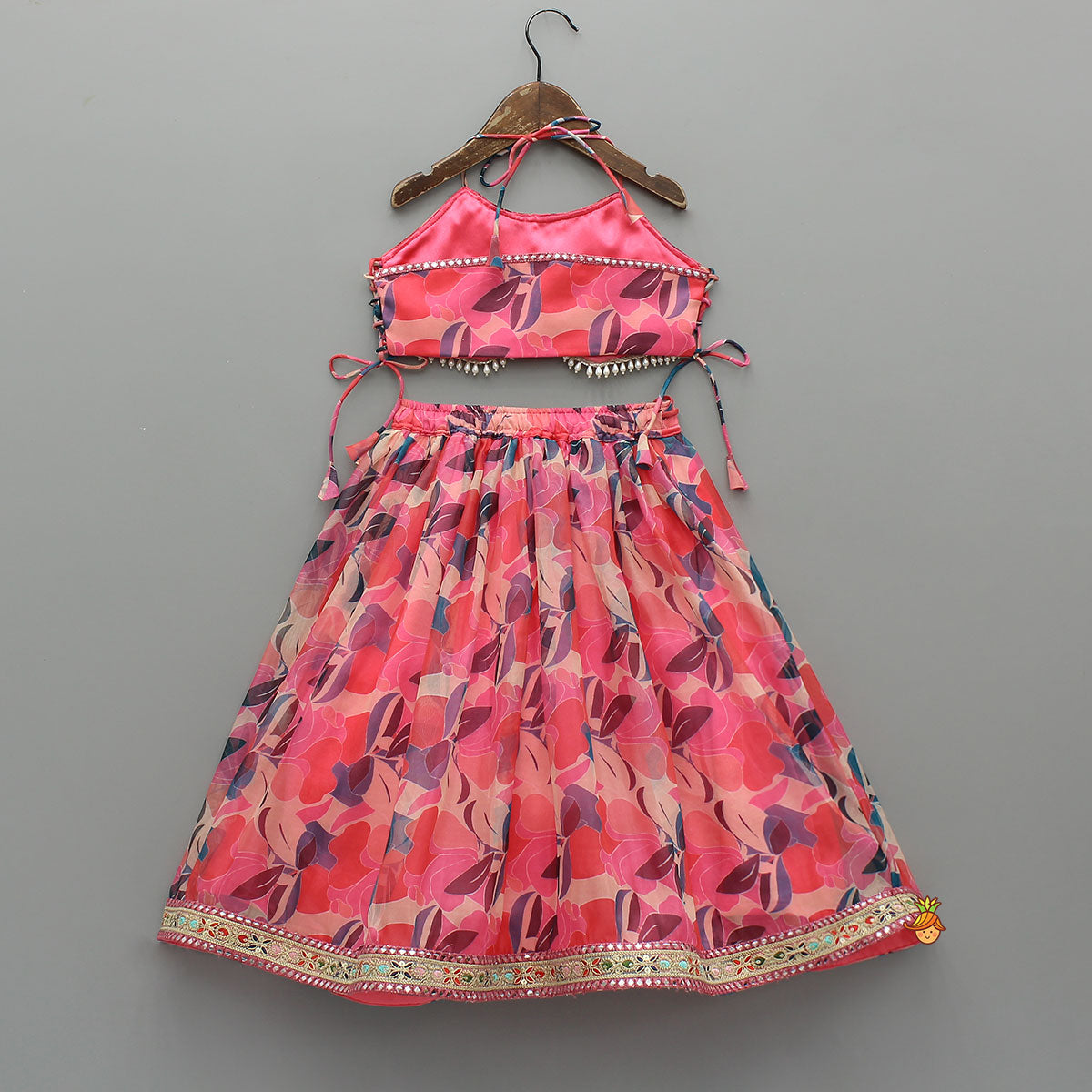 Criss-Cross Side Knot Detail Top With Lehenga