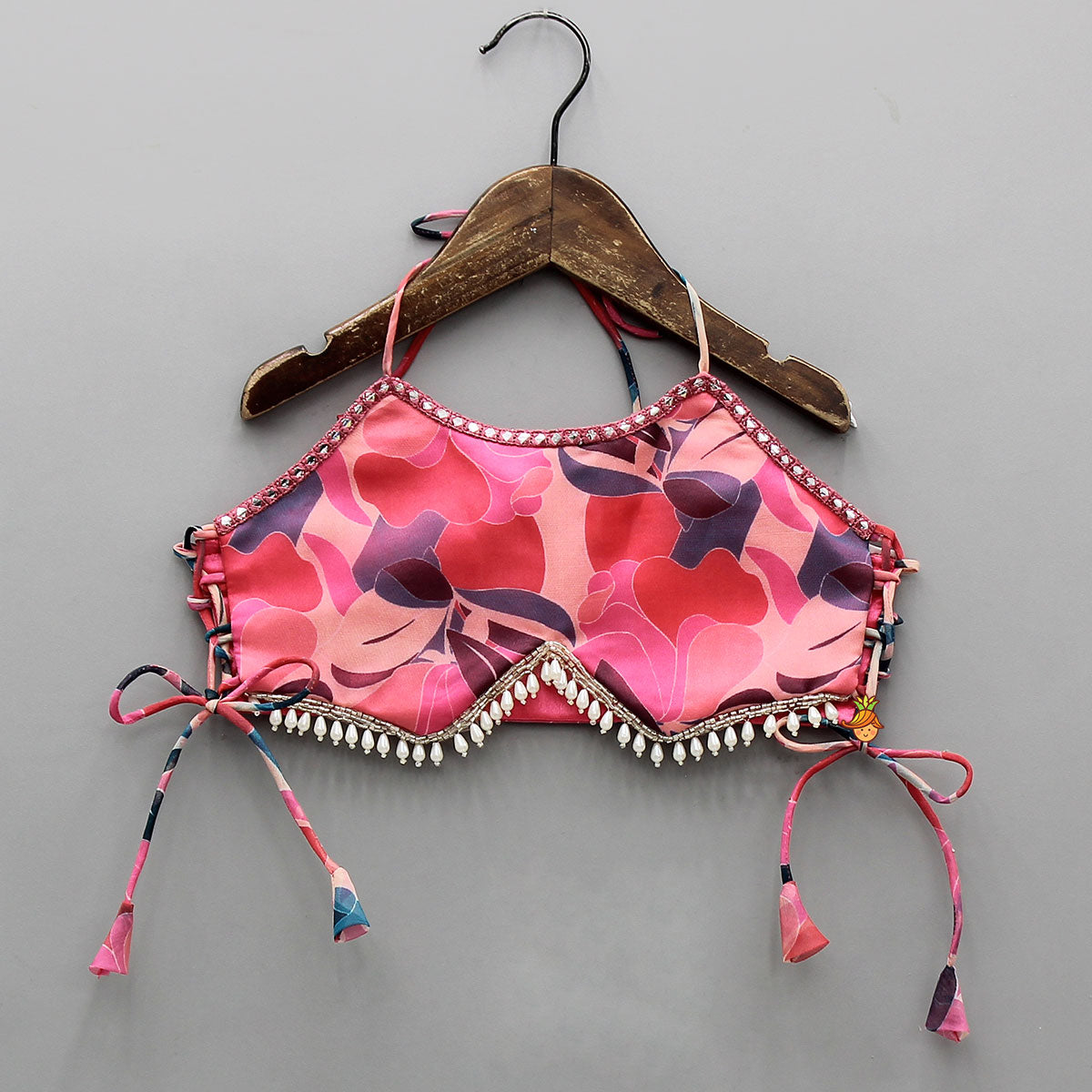 Criss-Cross Side Knot Detail Top With Lehenga