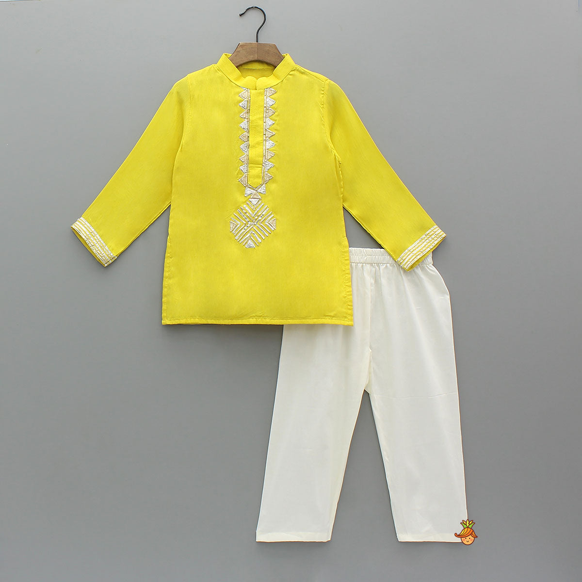 Gota Work Front Placket Kurta With Pyjama
