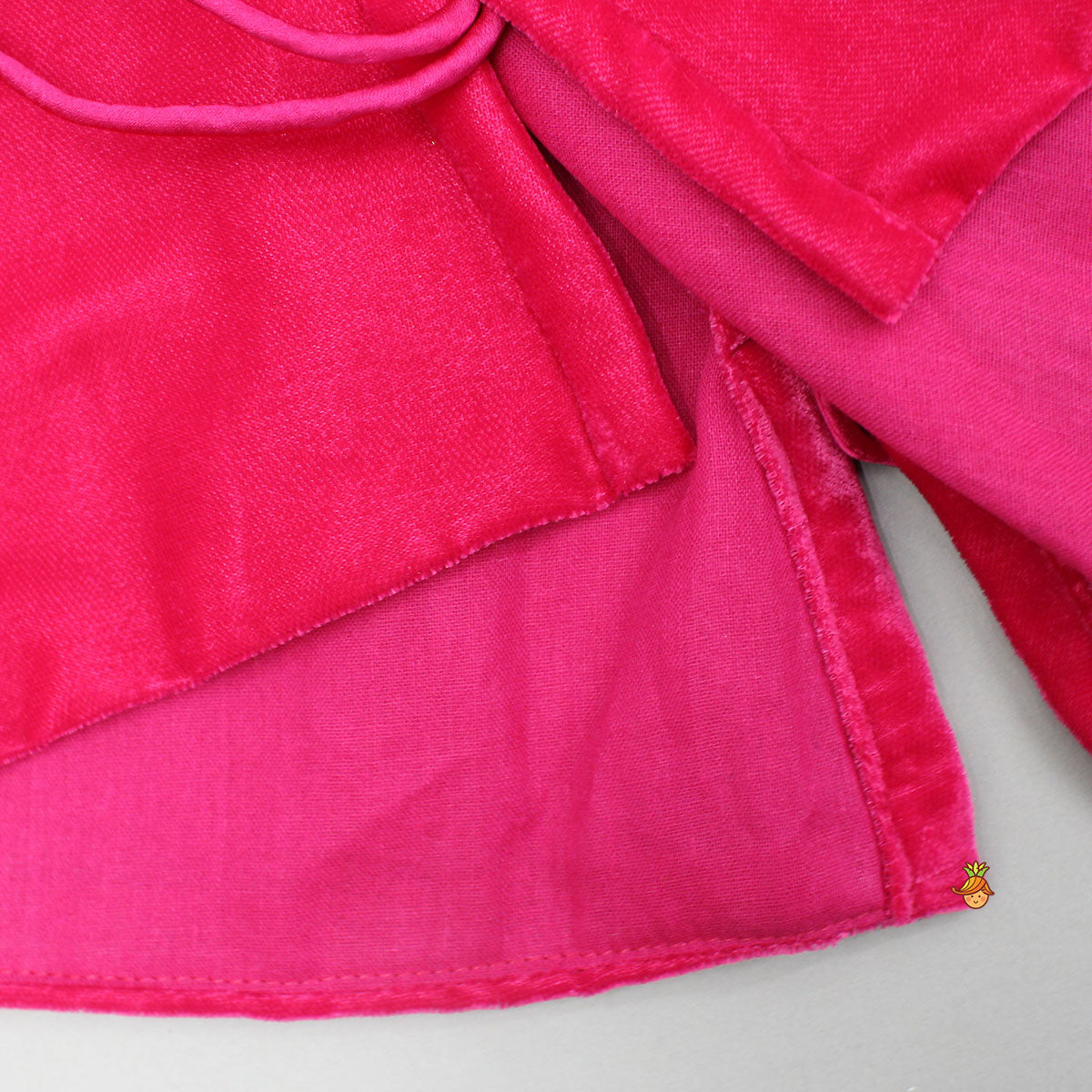 Contrasting Fringes Detailed Velvet Top With Sharara