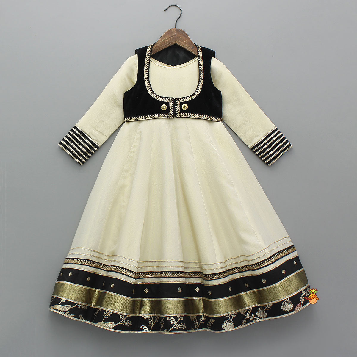 Elegant Shimmery Anarkali With Front-Open Velvet Jacket