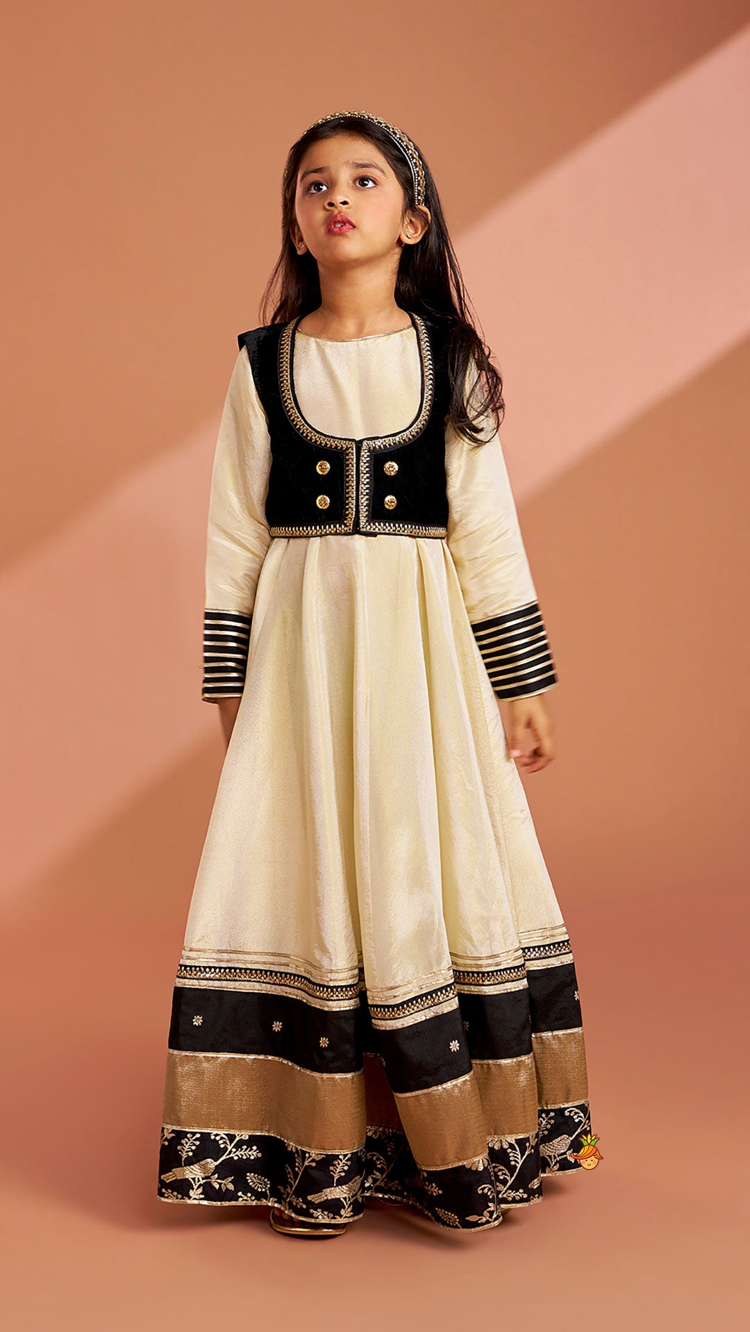 Elegant Shimmery Anarkali With Front-Open Velvet Jacket