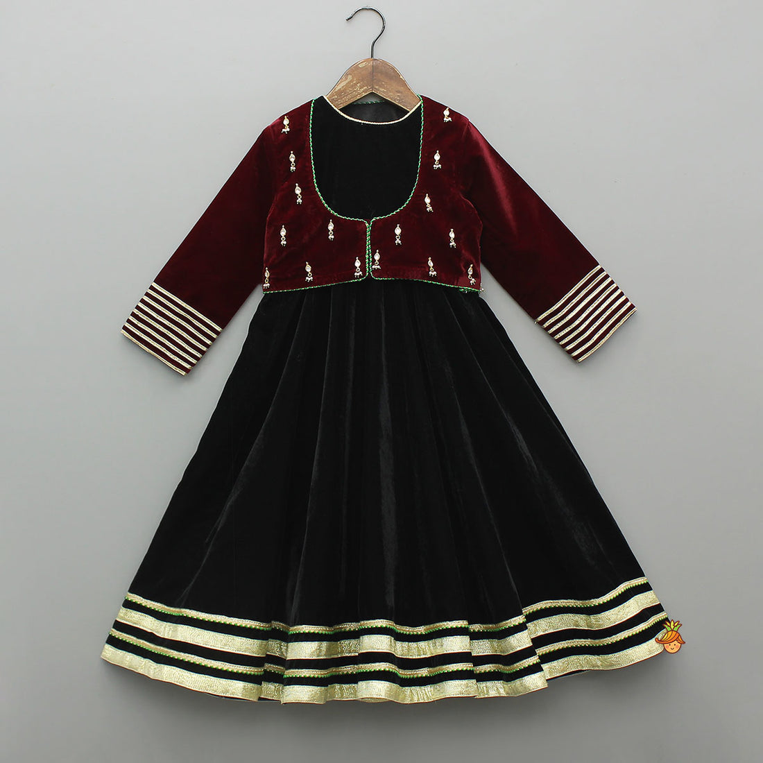 Velvet V-Neck Dual Tone Anarkali main image 0