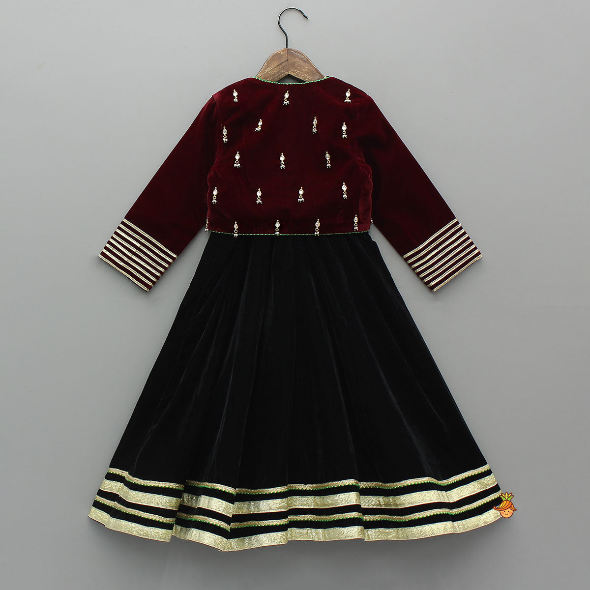 Charming Velvet Anarkali With Front-Open Jacket