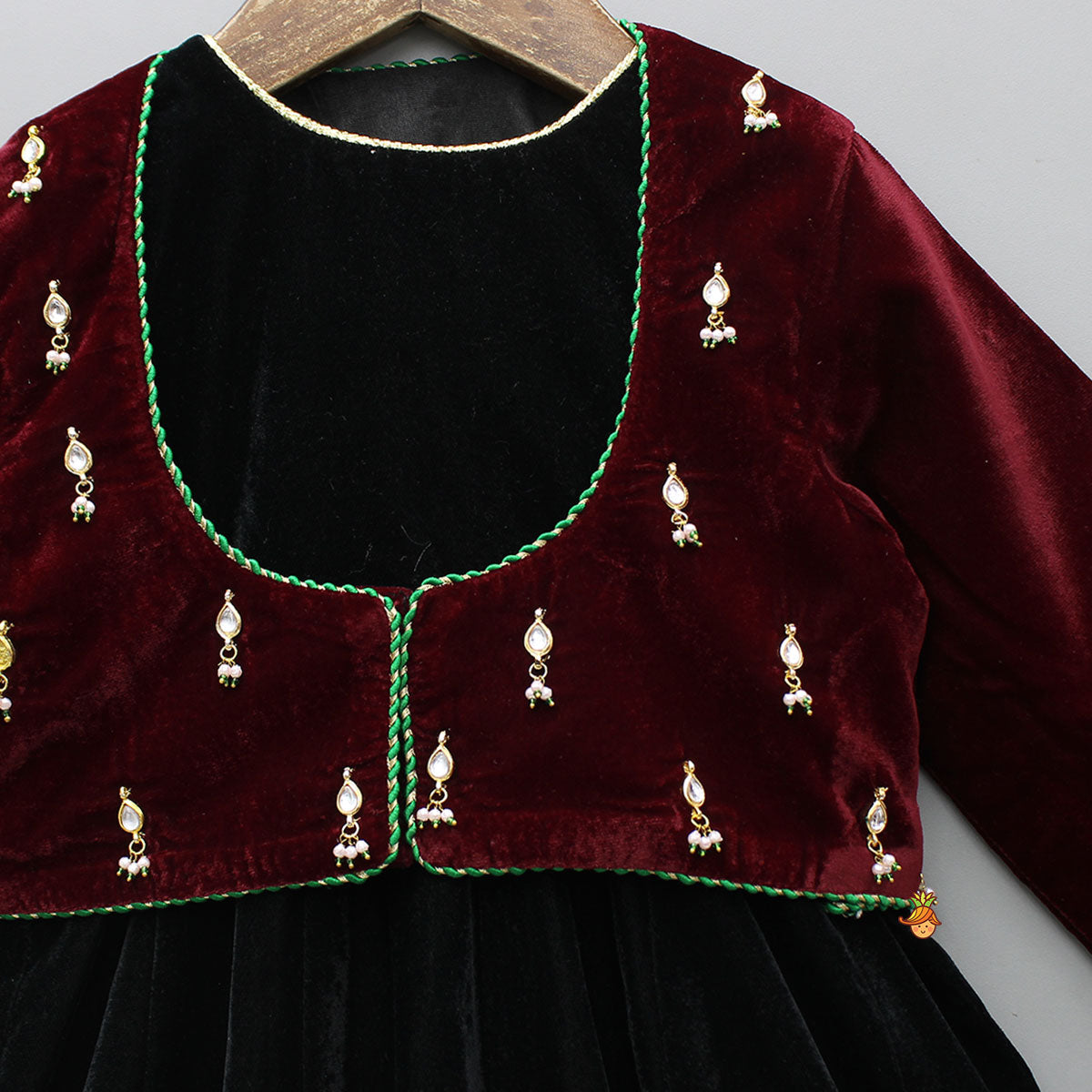 Charming Velvet Anarkali With Front-Open Jacket