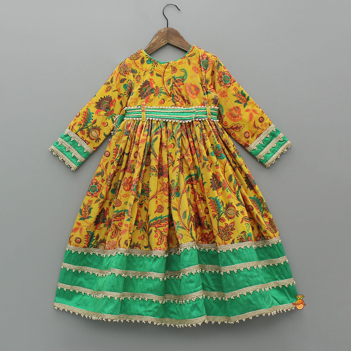 Printed Velvet Anarkali With Embroidered Pouch And Matching Hairband