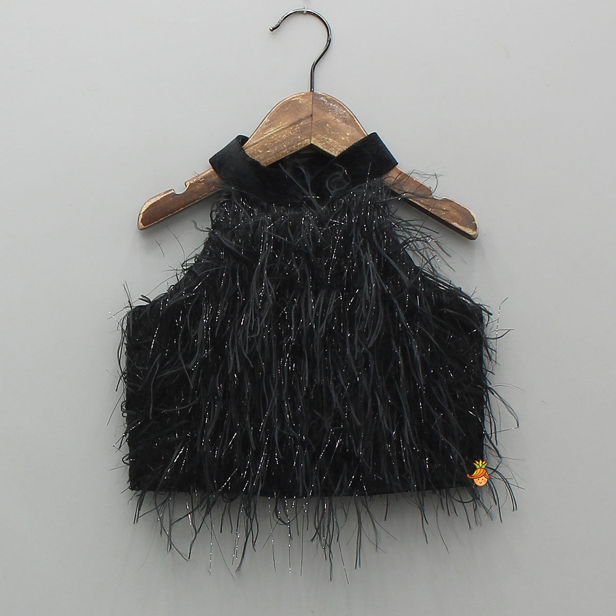 Halter Neck Fur Top And Gorgeous Dual-Tone Panelled Lehenga