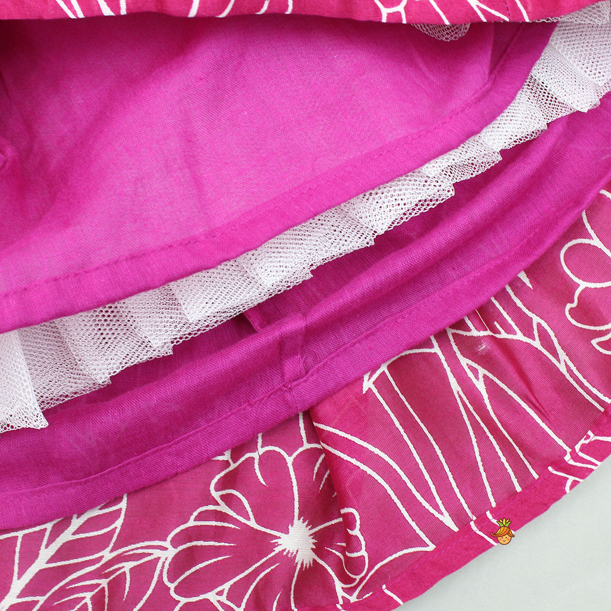 Halter Neck Fringe Detailed Top With Printed Lehenga