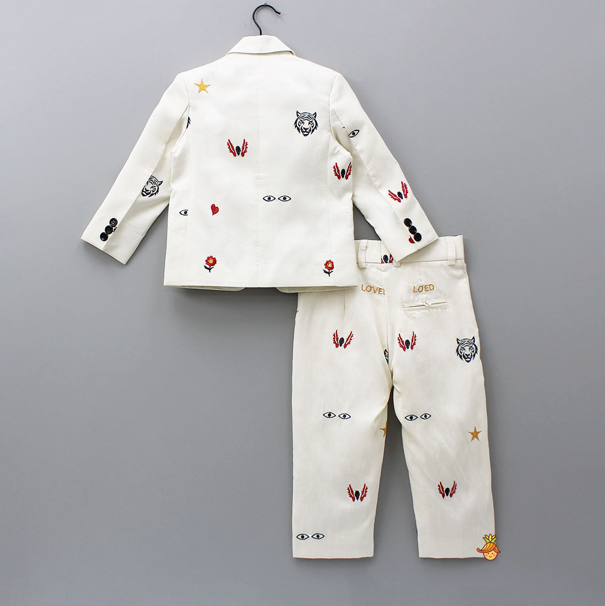 Pocket Detail Embroidered Blazer With Pant