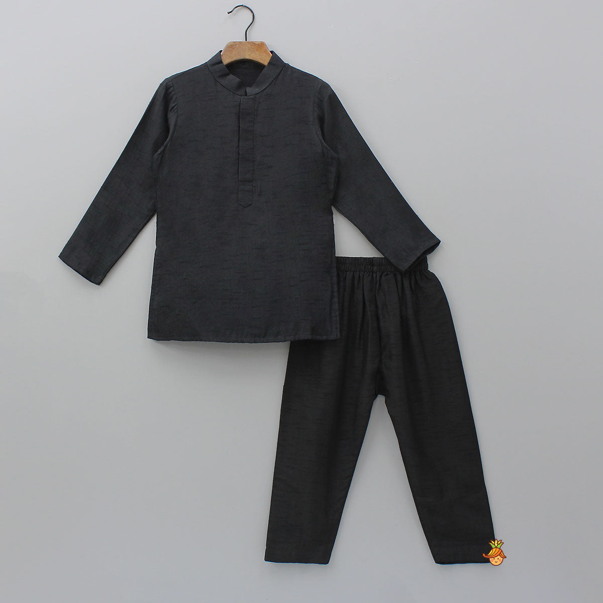 Silk Ethnic Kurta With Asymmetric Front-Open Jacket And Pyjama