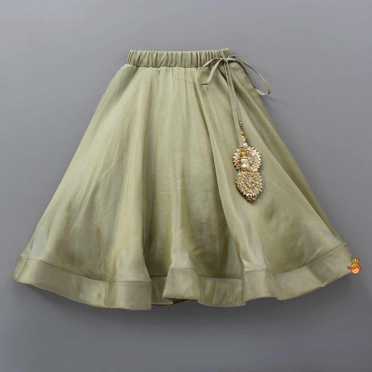 Ethnic Floral Printed And Embroidered Peplum Top With Lehenga