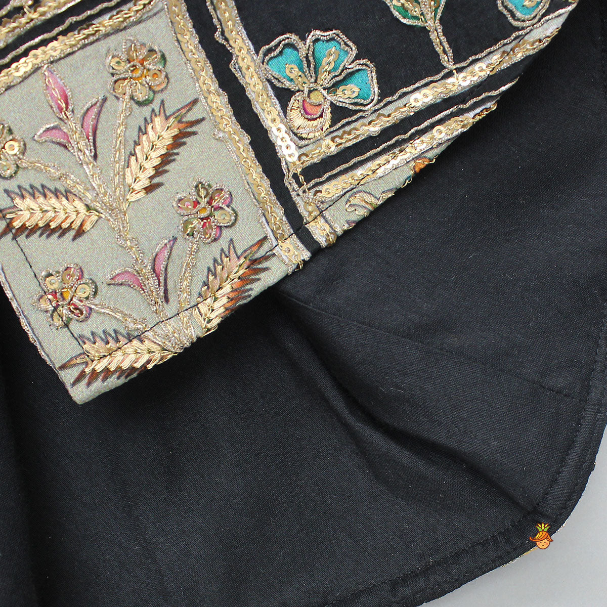 Ethnic Floral Printed And Embroidered Peplum Top With Lehenga