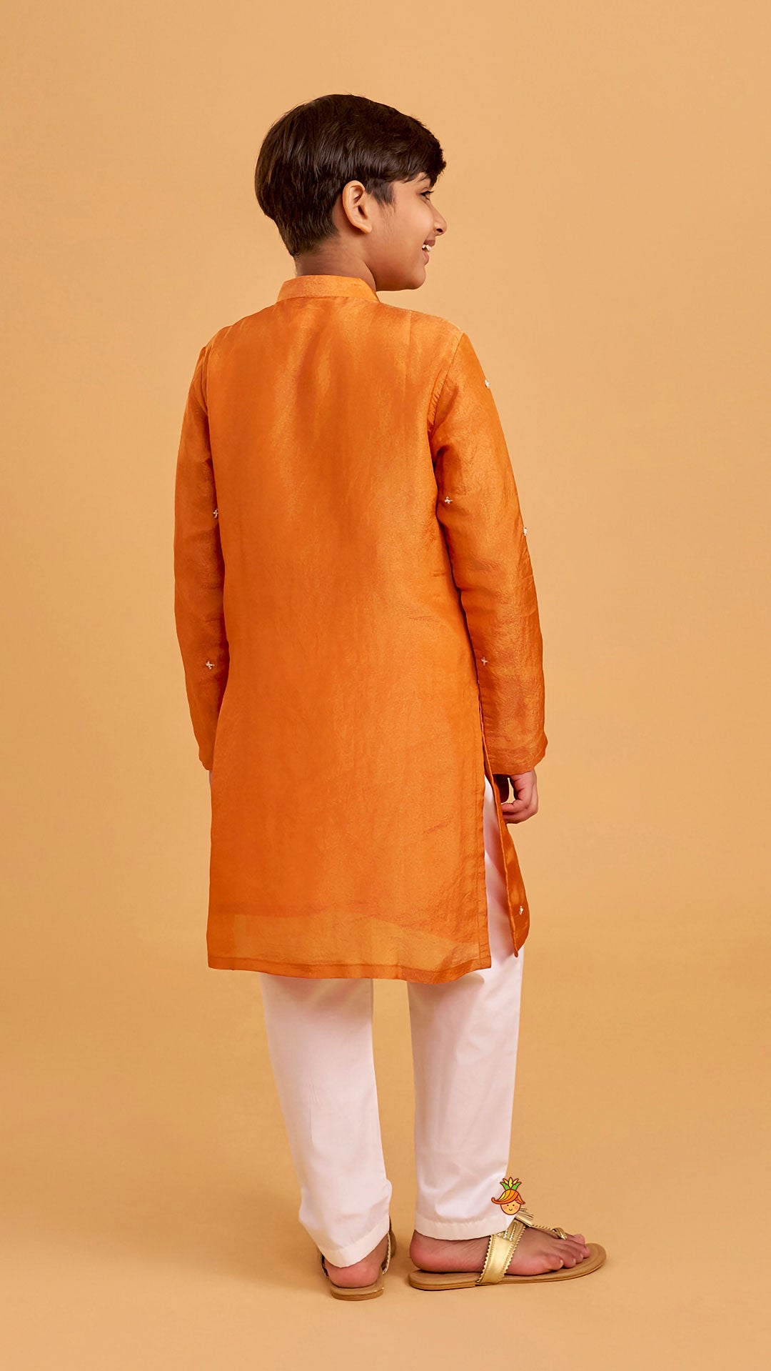 Shimmery Kurta With Embroidered Placket And Pyjama