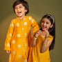 Front Open Ethnic Kurta And Pyjama twinning model image 3