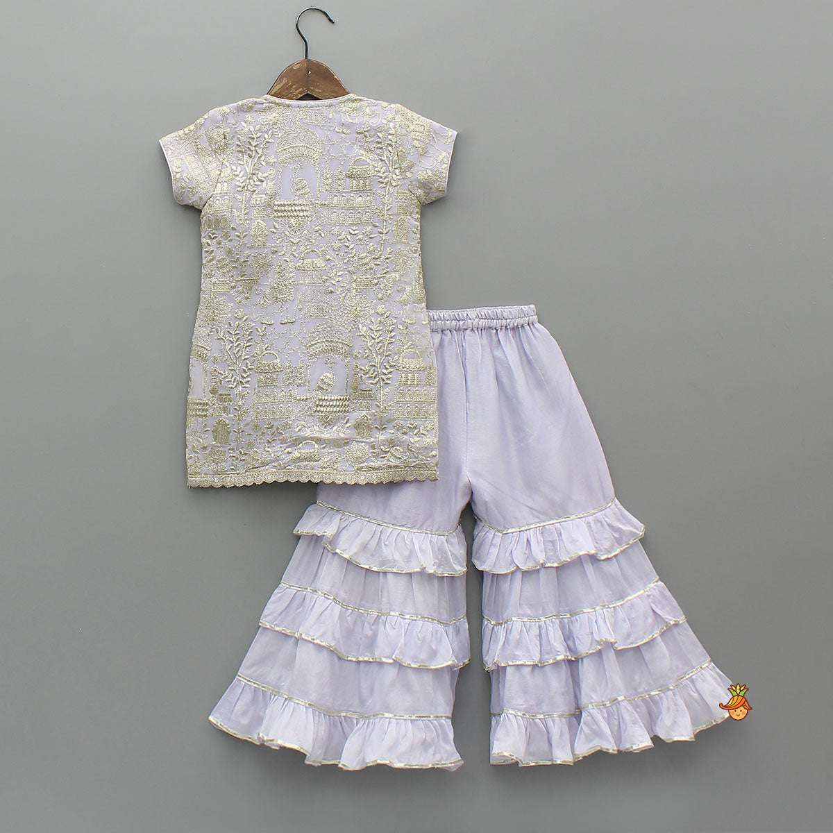 Heavy Embroidered Kurti With Beautiful Layered Sharara And Net Dupatta