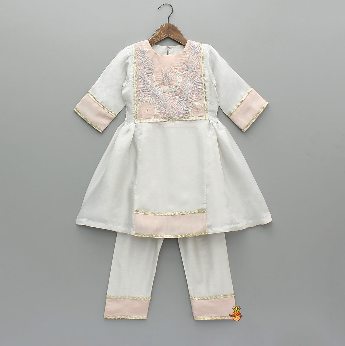 Elegant Embroidered Yoke Kurti And Pant