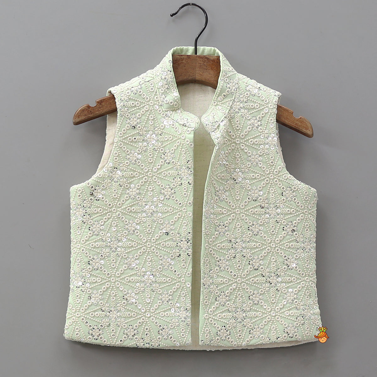 Ethnic Kurta With Sequins Embroidered Jacket And Pyjama