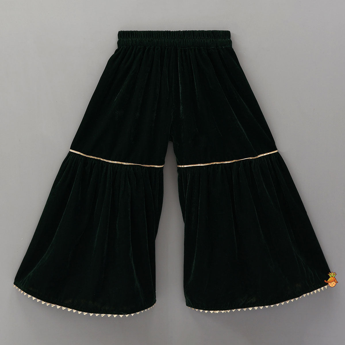 Embroidered Velvet Kurti And Sharara With Contrasting Dupatta